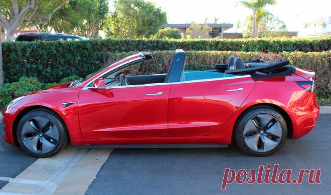 Обзор переделанного тюнерами седана Tesla Model 3 в кабриолет