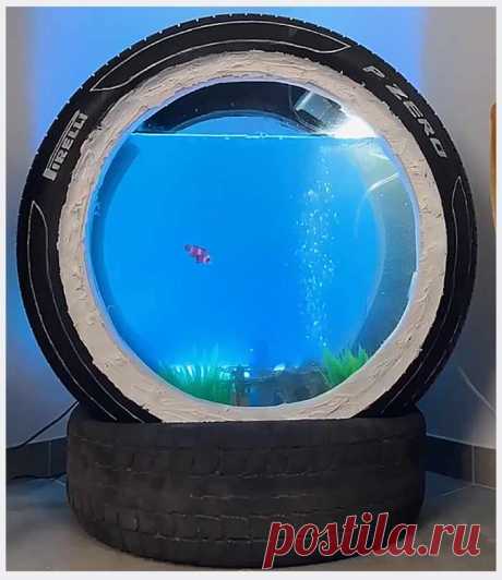 Как сделать необычный аквариум из покрышки