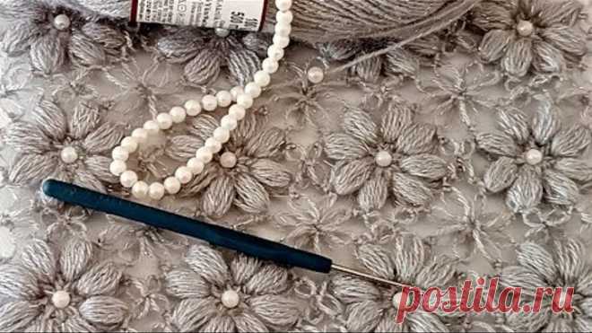 AMAZING 💥 Beautiful Pearl Beaded Knitting Pattern 💯 Crochet stitch flower
