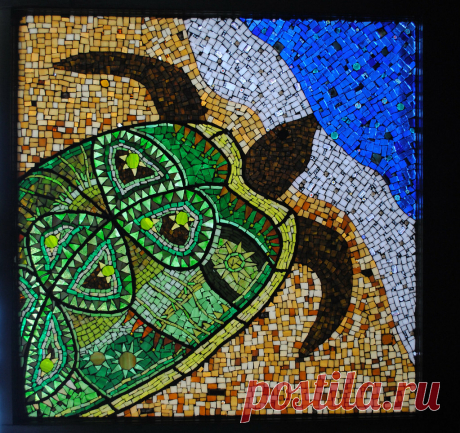 Mosaic Stained Glass Sea Turtle Finally grouted, painted and ready to go!