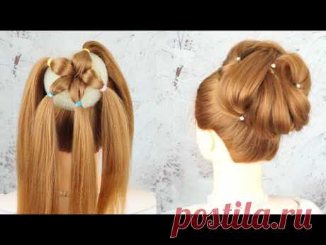 Прическа Женская - Красивые Прически Бантик | Wedding High Bun Hairstyle Tutorial
