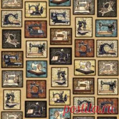 Старые швейные машинки на бежевом 1613-001 - Старый портной &lt;- RJR &lt;- Ткани - Каталог | StitchCraft