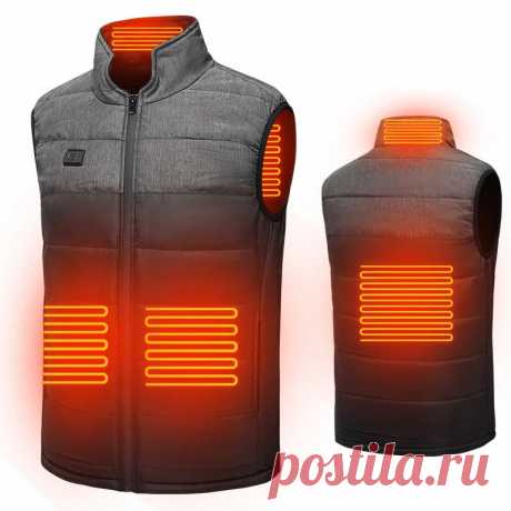 Tengoo heated jacket usb charging double switch 3 modes neck back waist abdomen electric heated vest winter body warmer Sale - Banggood.com
