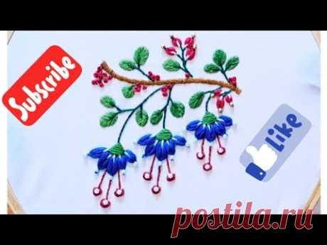 gorgeous  flower  embroidery  design using  woven stitch