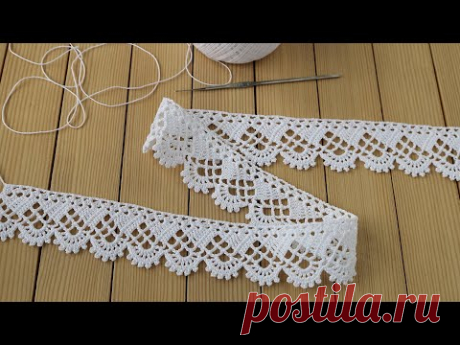 КРУЖЕВО простое вязание крючком МАСТЕР-КЛАСС для начинающих КАЙМА  Easy to Crochet Tape Lace pattern
