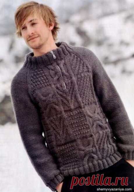 Пуловер для мужчин с рельефным узором