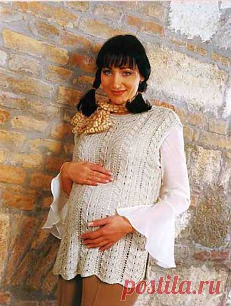 Ажурный жилет.Вязание для беременных