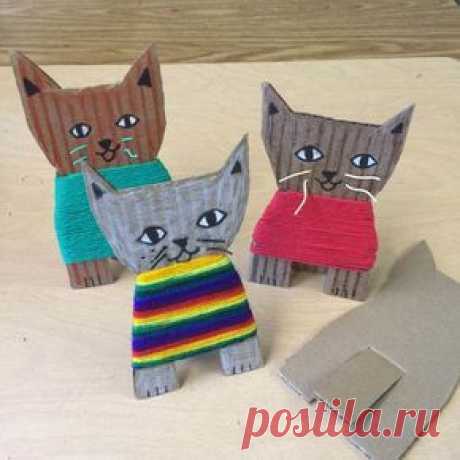 Cardboard Kittens - Art Projects for Kids | идеи для творчества | Craft, Cardboard crafts and Cat crafts