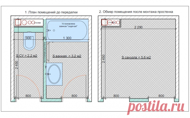 Перепланировка ванной и туалета в панельном доме