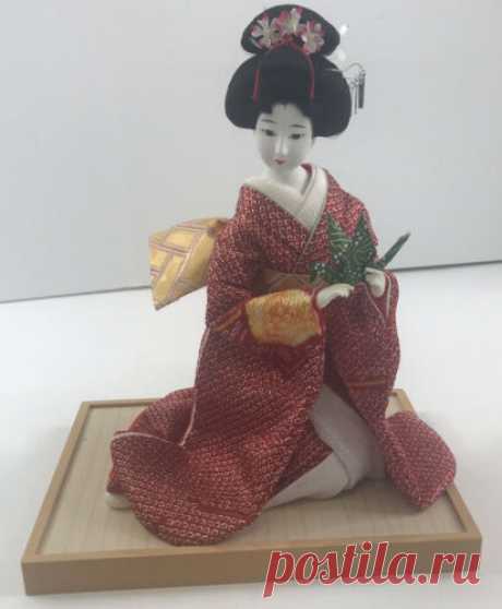Large Vintage Japanese Geisha Girl Doll On Wooden Base 12” | eBay