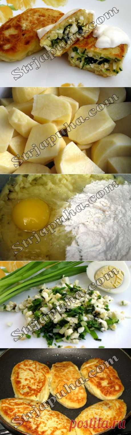Картофельные пирожки с зеленым луком и яйцом