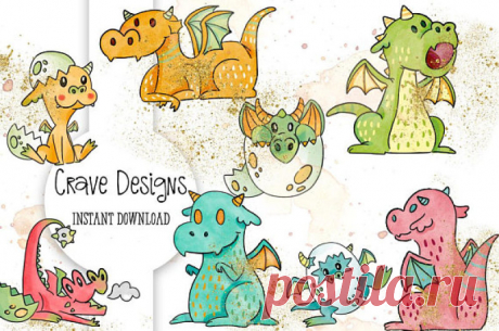 Dino Clip Art By Crave Designs | TheHungryJPEG.com