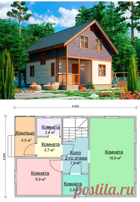 Купить каркасно-щитовой дом под ключ Печора-5 6x9 м: цена от 1 206 000 руб