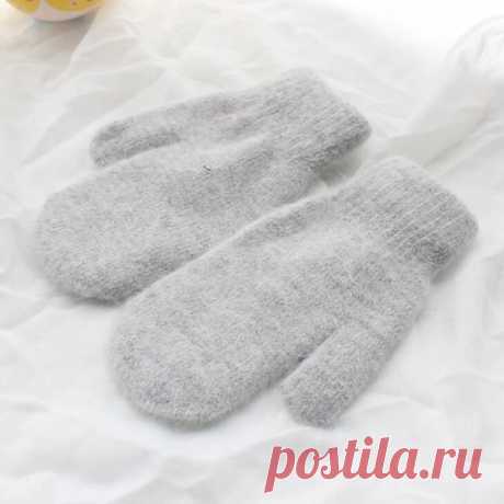 Женские зимние толстые кашемировые двухслойные плюшевые шерстяные вязаные теплые рукавицы, милые закрытые перчатки, L80|Женские перчатки|