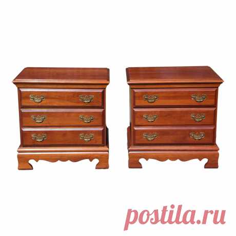 Vintage Pair Solid Cherry Chest of Drawers End Tables Night Stands | Deco2Modern - Mid Century Modern Furniture Eclectic Antique Art Deco to Retro Mid Century Modern Furniture & Home Furnishings inspired by Icon Designers. Vintage Danish Modern Design.