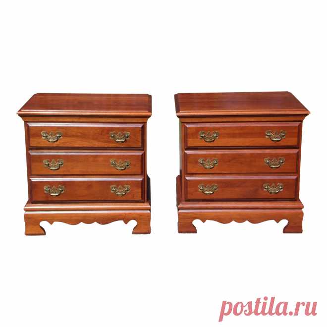 Vintage Pair Solid Cherry Chest of Drawers End Tables Night Stands | Deco2Modern - Mid Century Modern Furniture Eclectic Antique Art Deco to Retro Mid Century Modern Furniture & Home Furnishings inspired by Icon Designers. Vintage Danish Modern Design.
