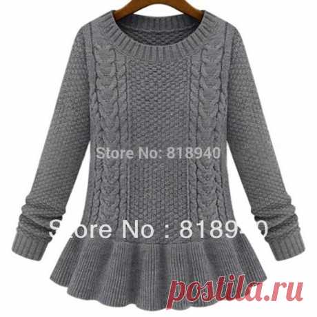 pullover sweater for men Picture - More Detailed Picture about Women Braided Sweater Jumper Cable Knitted Flare Long Sleeve Pullover Black/Gray Picture in Pullovers from Shanghaipop Trade Co., Ltd. | Aliexpress.com | Alibaba Group