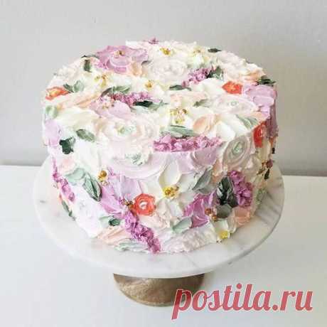Buttercream bouquet cake #cakepiping