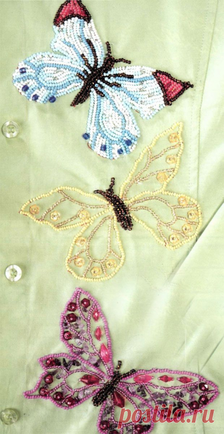 Мотив для вышитой рубашки &quot;Бабочки&quot; - Вышивка бисером - изделия