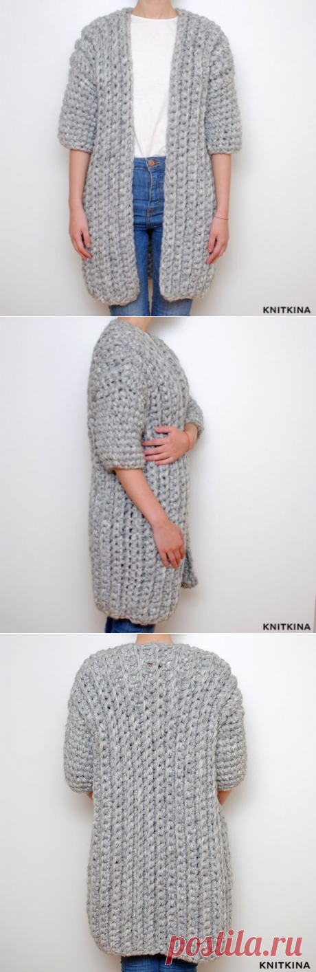 Вязаное пальто длинное KNITKINA