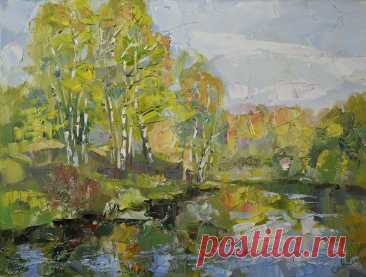 Nature Lake Painting Spring Landscape - Natalya Savenkova Nature Lake Painting Spring Landscape Original Artwork Impressionism. Art Divya Gallery Original Oil Painting, Buy Online