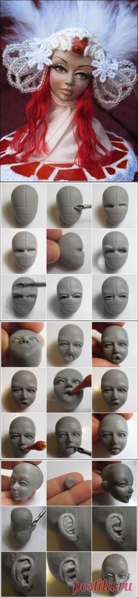 Лицо куклы на полимерной глине: сложно, но красиво!