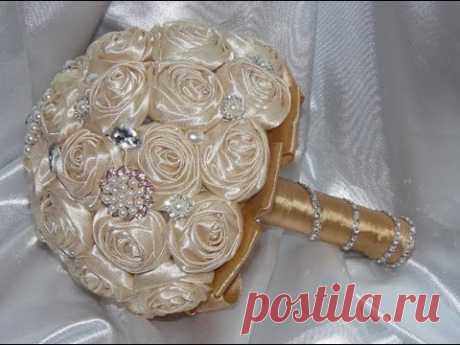 #1 DIY How to make Your Own Bridal Bouquet Brooch Fabric Flowers  No Wires Easy