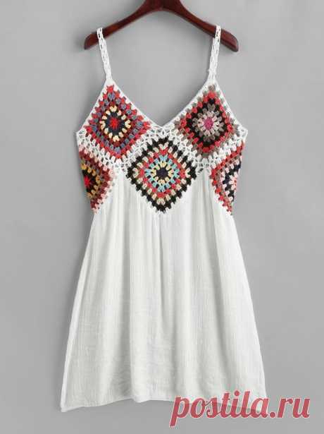 Buy ZAFUL Sexy Female Dresses Colorful Crochet Panel Cover-Up Dress For Women Bikini And Swimsuit Cover Up Vintage Beach Dresses At Akolzol.com