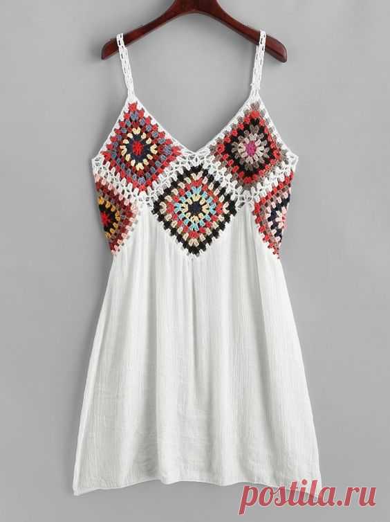 Buy ZAFUL Sexy Female Dresses Colorful Crochet Panel Cover-Up Dress For Women Bikini And Swimsuit Cover Up Vintage Beach Dresses At Akolzol.com