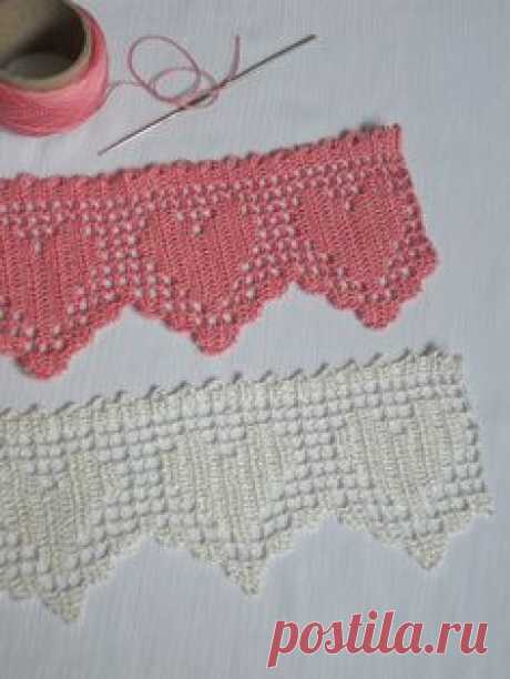 White hand crochet lace with hearts - suitable for wedding decors, your own craft projects, towels, table runners, pillow cases, bags and purses. I will crochet lace special for you in your size and color! Convo please about your idea and we will create together! Width of lace about 4,