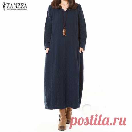 платье скелет Picture - More Detailed Picture about 2016 ZANZEA Women Fashion Autumn Cotton Linen Dress Long Maxi Dresses Long Sleeve Casual Loose Vestidos Plus Size Picture from Romeo & Juliet Clothes Store | Aliexpress.com | Alibaba Group