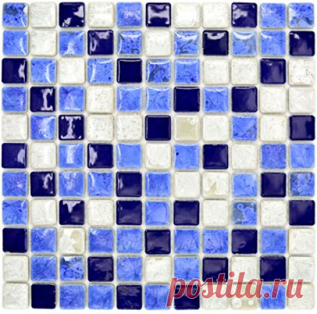 Blue mix white porcelain wall tiles backsplash PCMT095 ceramic mosaic kitchen backsplash tile bathroom floor tile mosaic [PCMT095] - $16.89 : MyBuildingShop.com