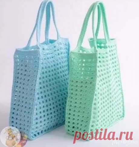 Сетчатая сумка крючком. Схема. / knittingideas.ru