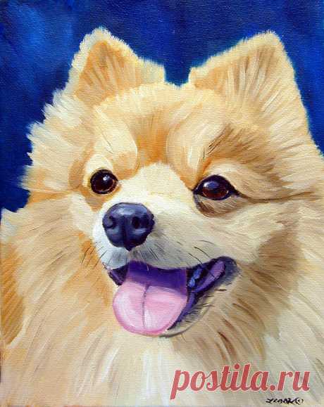 Pomeranian by Lyn Cook Pomeranian Painting by Lyn Cook