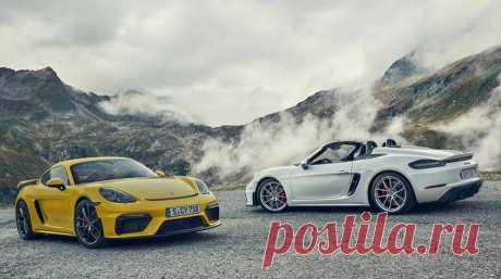 Porsche 718 Cayman GT4 и 718 Spyder 2019 получили один и тот же мотор - цена, фото, технические характеристики, авто новинки 2018-2019 года