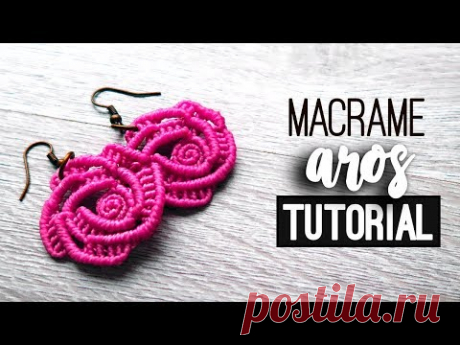 Aros De Rosa » 🌹 tutorial | como hacer aretes de hilo | diy ● Earrings #121 - YouTube