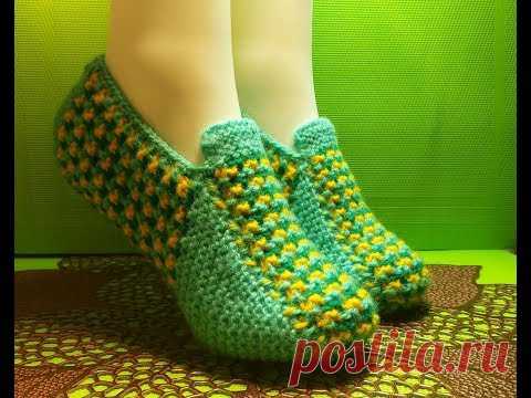 Бесшовные домашние тапочки спицами