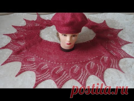 Мини шаль спицами с бисером. Knitting shawl