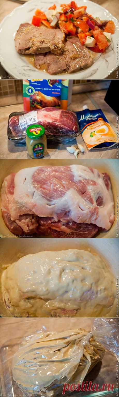 Свиная шейка в горчичном соусе, запеченая целым куском в рукаве / Рецепты с фото