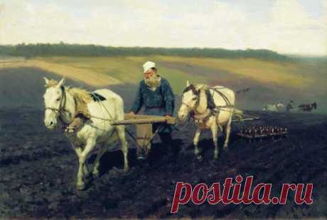 Ilia Repin, Leo Tolstoy in ploughland Пахарь. Лев Николаевич Толстой на пашне. 1887  |   Pinterest