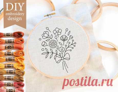 Dried Flowers Bouquet Hand Embroidery Pattern Beginner | Etsy Moldova