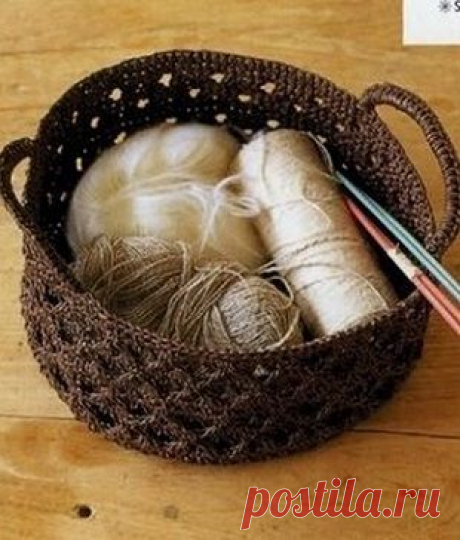 Корзина для рукоделия крючком