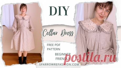 Collar Dress with Puff Sleeves (Free Pattern + Video Tutorial) - Sparrow Refashion: A Blog for Sewing Lovers and DIY Enthusiasts