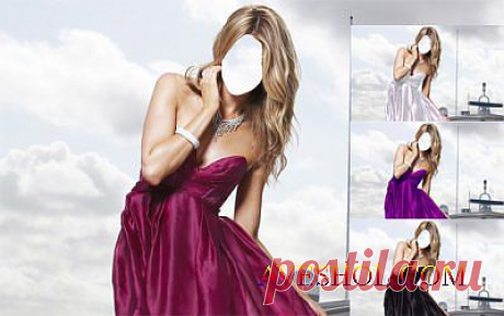 Шаблон для photoshop - Блондинка в платье на яхте » ШКОЛА ПЛЮС