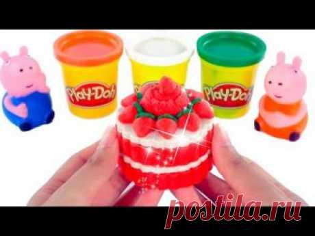 DIY How to Make Birthday Cake Play Doh Peppa Pig | Learn Colors Microwave Surprise Toys Kids