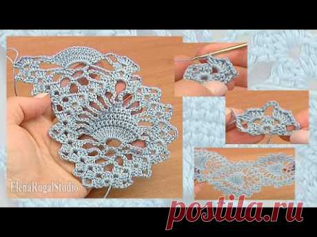 How To Crochet Pineapple Lace Tutorial 15 Крючком ленточное кружево