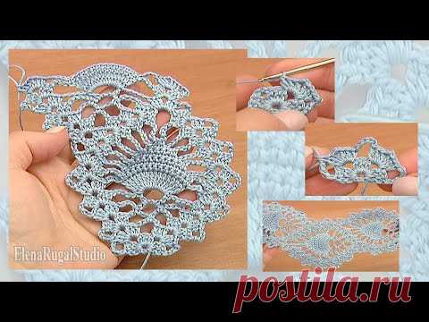 How To Crochet Pineapple Lace Tutorial 15 Крючком ленточное кружево