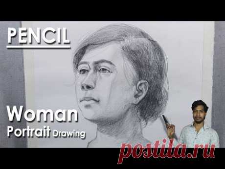 Woman Portrait Drawing | Basic Side Face Pencil Drawing Tutorial | Supriyo