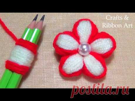 Создание цветов из шерсти с карандашом