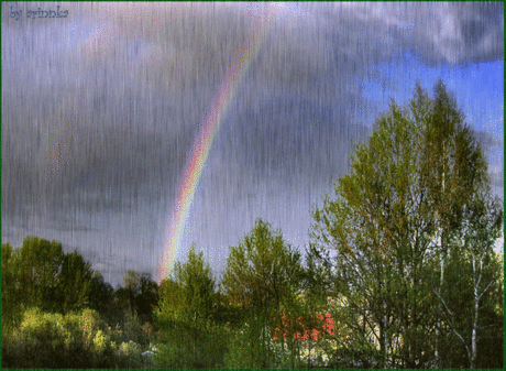 Дождь, радуга, небо, деревья - Дождь анимация - Анимация - Галерея картинок и фото